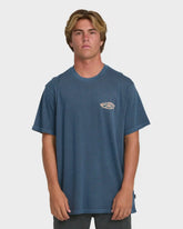 Heritage Arch Wave Washed Premium Short Sleeve Knit T-Shirt - Dark Denim