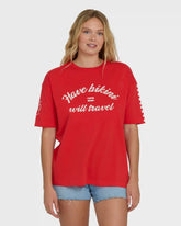 I Will Travel Short Sleeve Knit T-Shirt - Fiesta Red