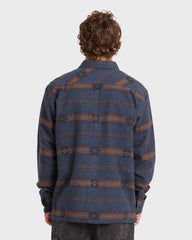 Offshore Jacquard Long Sleeve Flannel Shirt - True Navy