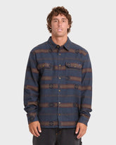 Offshore Jacquard Long Sleeve Flannel Shirt - True Navy