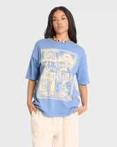 Across Skies Short Sleeve Cotton T-Shirt - Blue Horizon