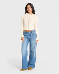 Sweet Clare Crewneck Sweater - White Cap