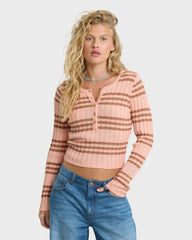Ziggy V-Neck Sweater - Pale Peach
