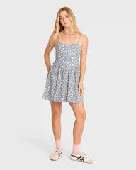 Lil Florals Mini Dress - Blue Smoke