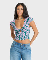 Crush On You Short Sleeve Crepe Shirt - Deep Lagoon