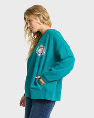 Pinky Keen Palm Crewneck Sweatshirt - Deep Lagoon