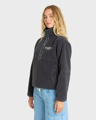 Horizon Sherpa Mock Neck Half Zip Sweatshirt - Black Sands