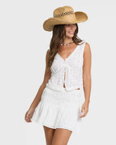 Eyelet Forever Mini Skirt - Salt Crystal