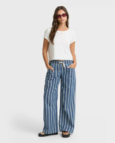 Zonte Elastic Waist Saltwashed Denim Pants - Blue Smoke