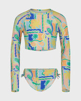 Girls Sol Playa Crop Rashguard Swimsuit Set