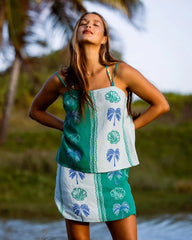 Vacay Dreams Woven Tank - Pool Blue