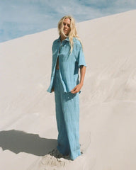 Laura Elastic Waist Pants - Blue Drift