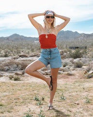 Riley Cut-Off Denim Shorts - Faded Indigo Fray