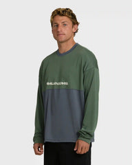 Deep Fake Crew Long Sleeve Knit Top - Hunter Green