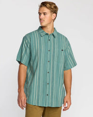 All Day Stripe Short Sleeve Shirt - Sage Green