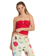 Lottie Hall Splasher Tube Top - True red