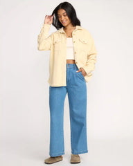 Fadeaway Long Sleeve Cord Shacket - Whitecap