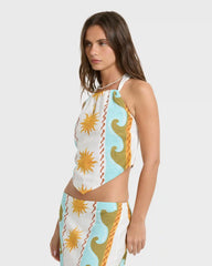 Tides Calling Woven Halter Top - Salt Crystal