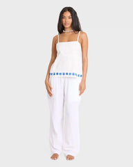 Sun Stamp Woven Tank - Salt Crystal
