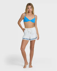 Wanderer-Sun Stamp Elastic Waist Shorts - Salt Crystal
