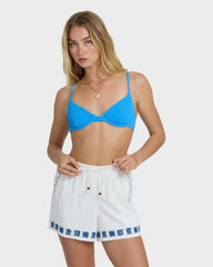 Wanderer-Sun Stamp Elastic Waist Shorts - Salt Crystal