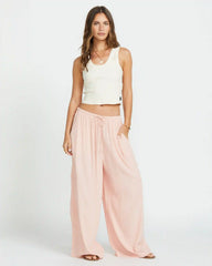 Beach Babe Cargo Elastic Waist Pants - Dusty Peach