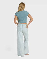 Jade Saltwashed Elastic Waist Pants - Blue Mist