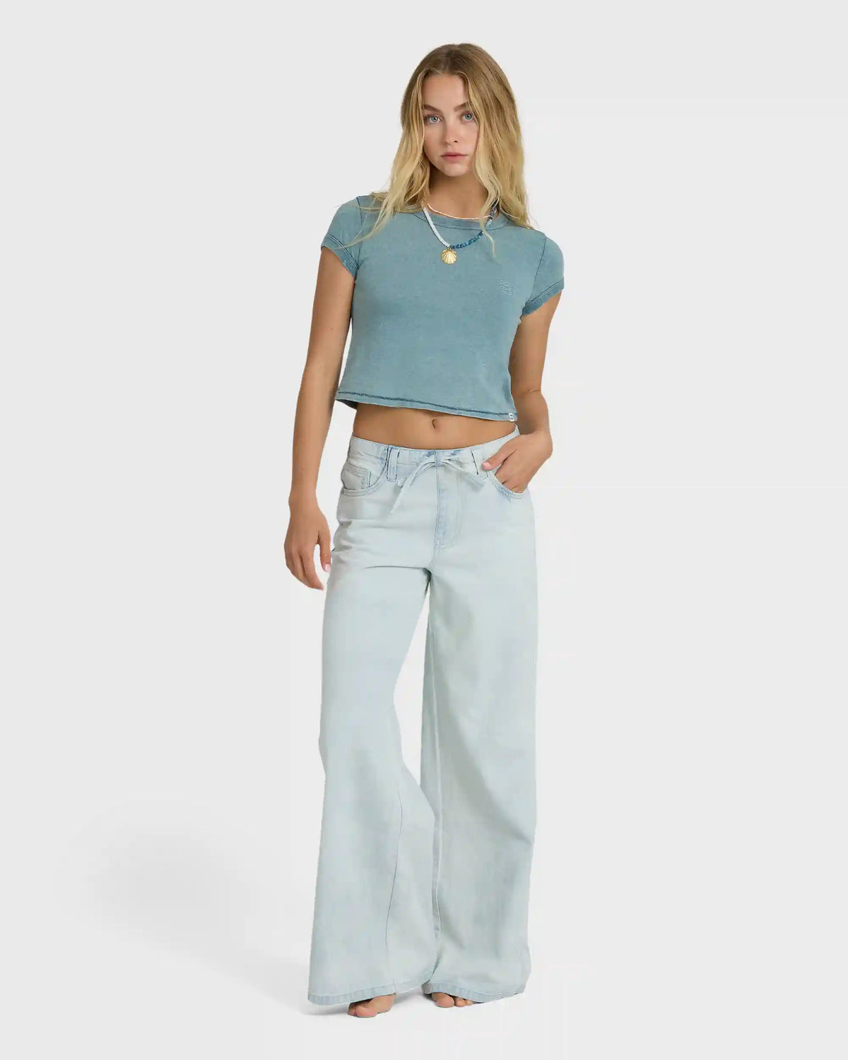 Jade Saltwashed Elastic Waist Pants - Blue Mist
