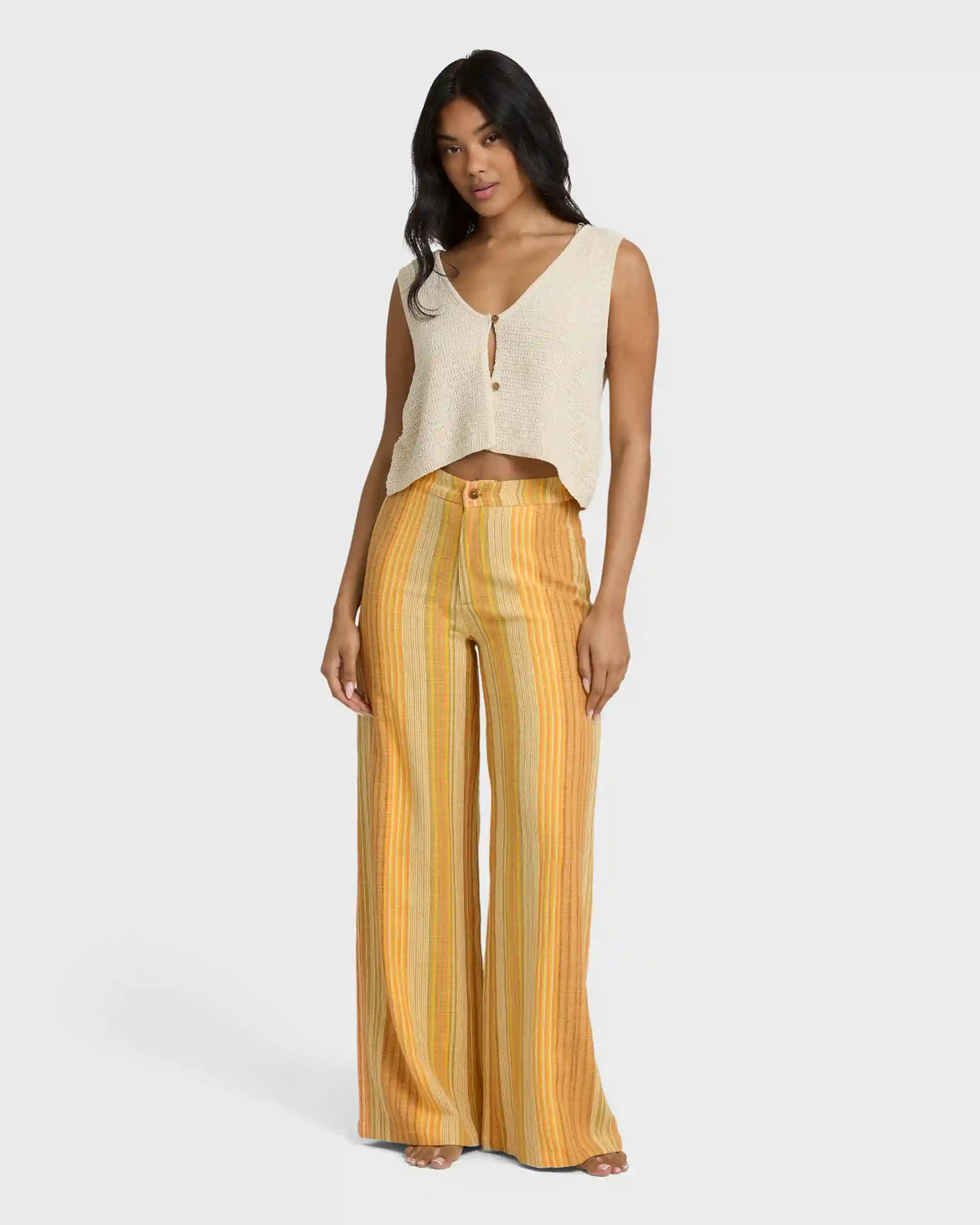 Hazy Daze Elastic Waist Pants - Brown Multi