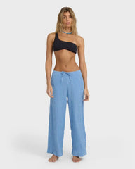 Laura Elastic Waist Pants - Blue Drift