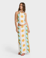 Tides Call Midi Skirt - Salt Crystal