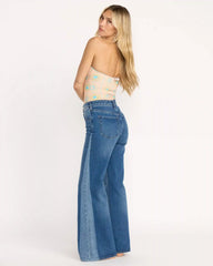 Free Fall High-Waist Denim Flare Pants - Middle Broken Blue