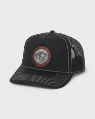 Skull Wave Hi Trucker Hat - Black