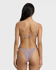 Mini Wave Check Teagan Bralette Bikini Top - Red Dahlia