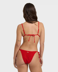 Twisted Tides Tie-side Hike Bikini Bottom - Red Aloha