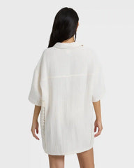 Feelin Fine Shirt Dress - White Cap