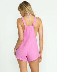 Beach Crush Romper - Bright Rose