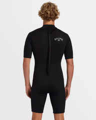 2mm Foil Flatlock Back Zip Short Sleeve Springsuit - Black