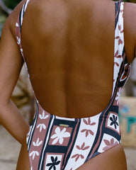 Stay Grounded Tanker One Piece Swimsuit - Brown Stone