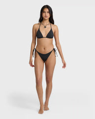 Sol Searcher Tie-Side Tanga Skimpy Bikini Bottoms - Black Pebble