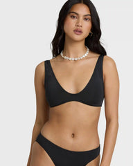 Sol Searcher Scoop Tank Bikini Top - Black Pebble