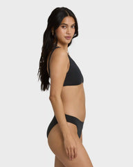 Sol Searcher Scoop Tank Bikini Top - Black Pebble