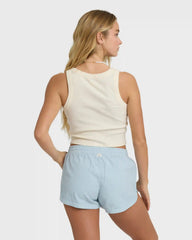 Road Trippin Elastic Waist Shorts - Washed Chambray