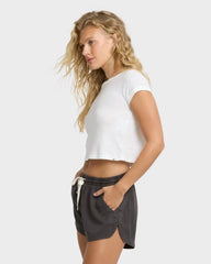 Road Trippin Elastic Waist Woven Shorts - Off Black
