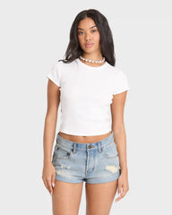 Get Low Denim Shorts - Light Wash Destroy
