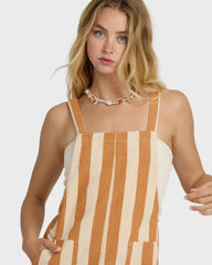 Beach Crush Yarn-Dyed Overalls - Caramel Cafe