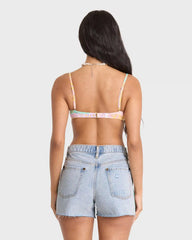 Sling Trim Denim Shorts - Alda Blue