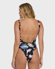 Party Wave Tanker One Piece Swimsuit - Black Pebble