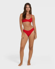 Rising Tide Ruched V Bralette Bikini Top - Fiesta Red