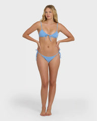 Mini Wave Check Cara Bralette Bikini Top - True Blue